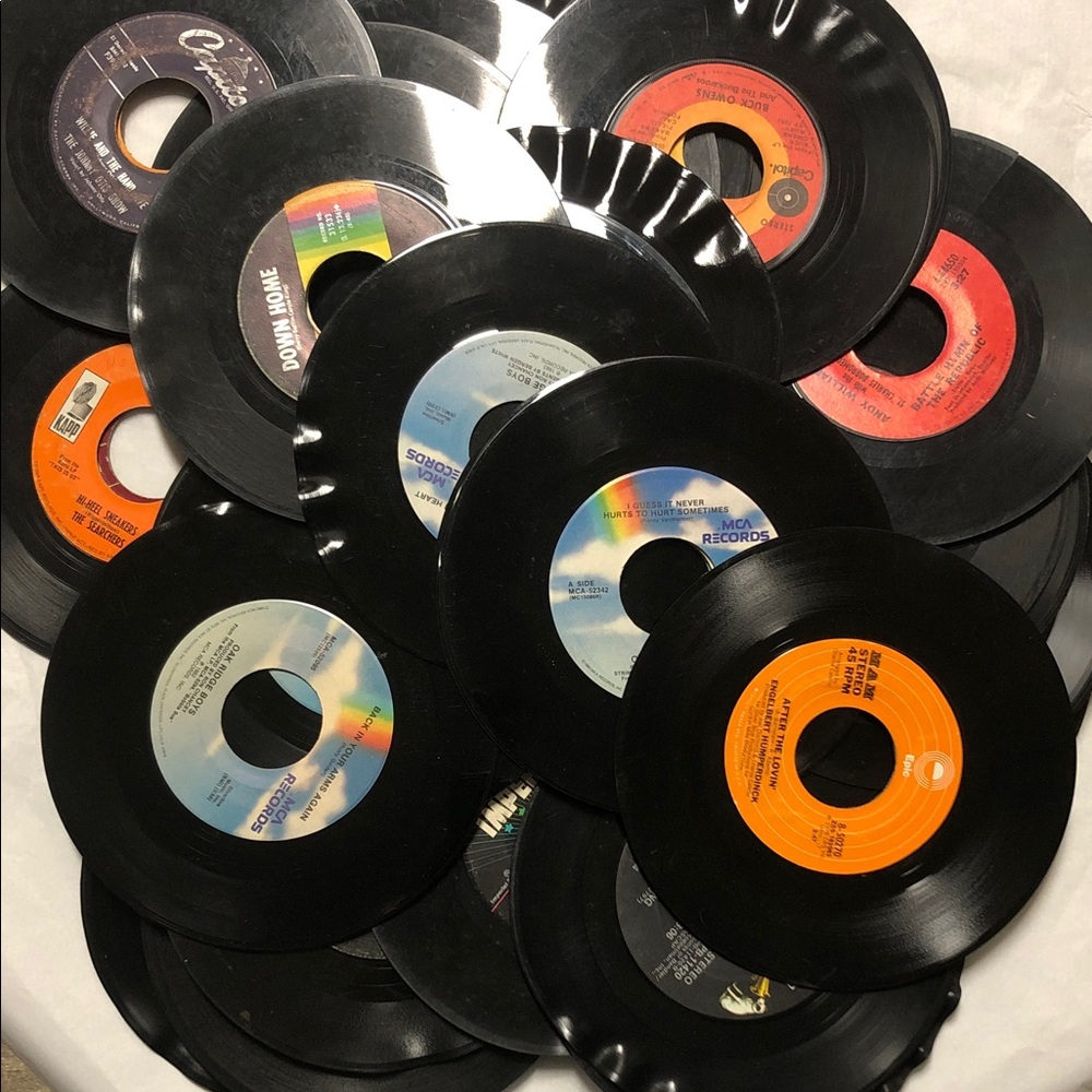 Black Vinyl 45 RPM Record Lot - Classic Retro Party Decor